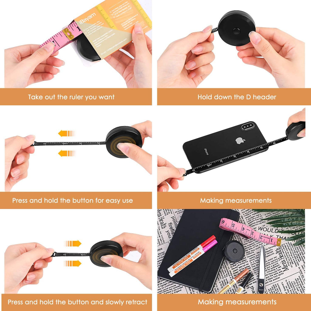 iBayam 2 Pack Tape Measure Measuring Tape for Body Fabric Sewing 60"/150cm