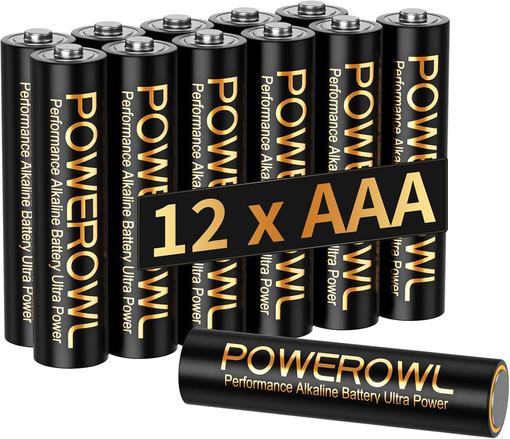 POWEROWL AAA (LR03) Batteries 12 Pack - Alkaline 1.5v - High-Capacity Long Lasting Double A Battery, 10-Year Shelf Life