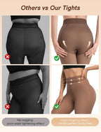 Lnmyic Fleece Lined Thermal Tights That Look Sheer Women Black & Brown