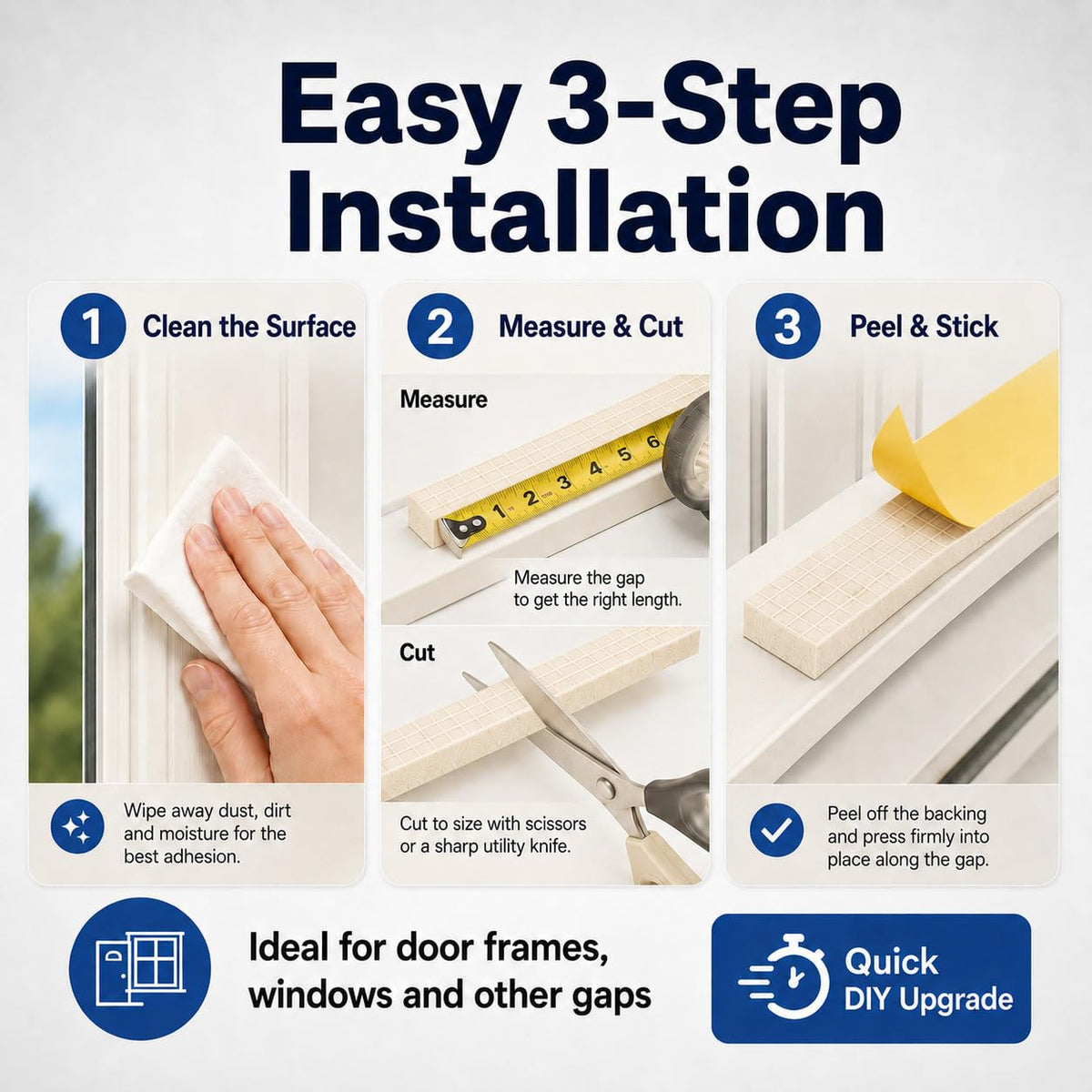 EVA Weather Stripping Foam Insulation Tape with Adhesive Foam Door Seal Weather Strip for Door Frame/Window/Gaps/Insulation/Buffer