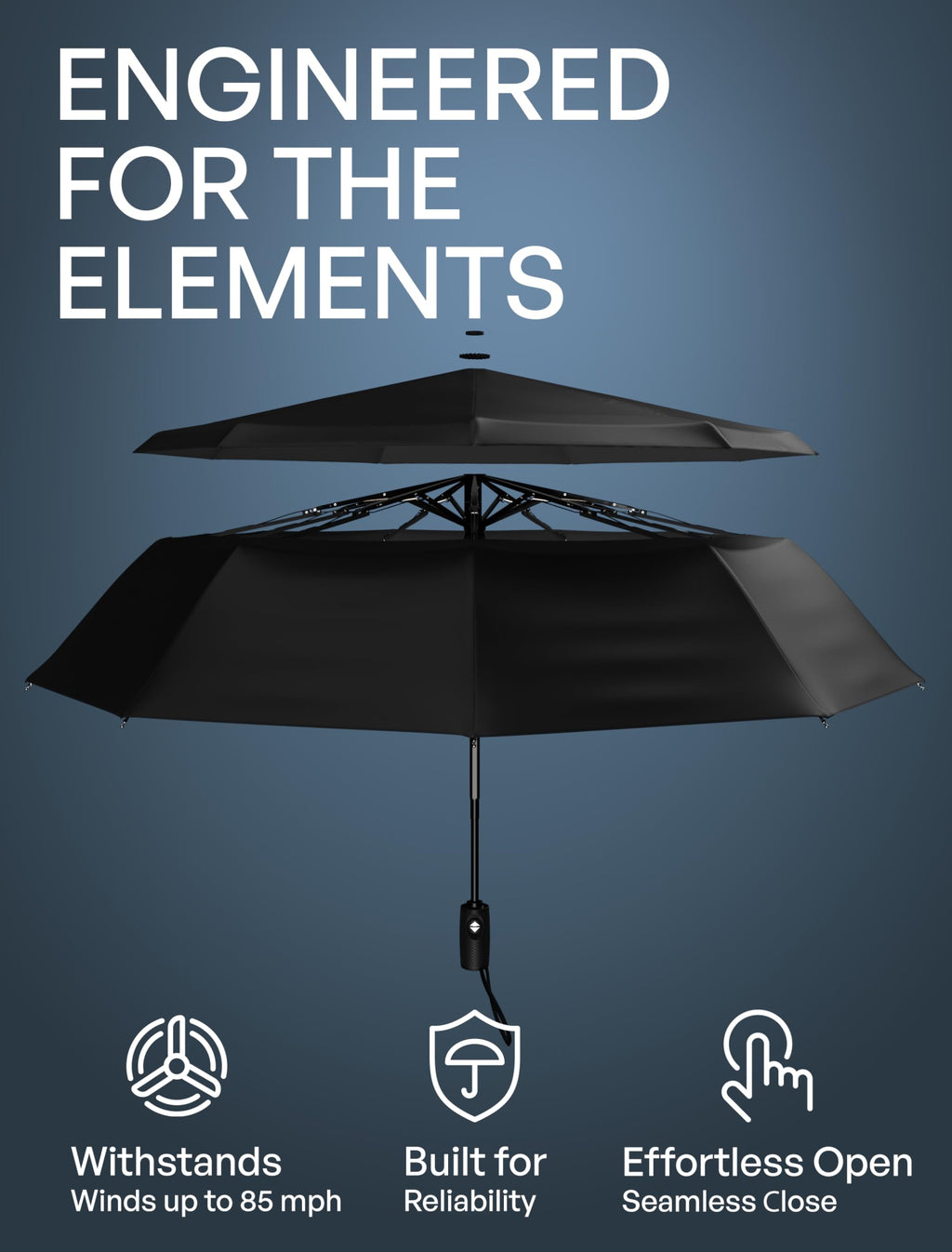 Repel Windproof Travel Umbrella - Compact & Withstands Winds up to 100MPH, Strongest Premium Auto Folding Umbrella for Rain and Sun - Durable, Light & Portable for Women & Men, Fits Backpack & Cars