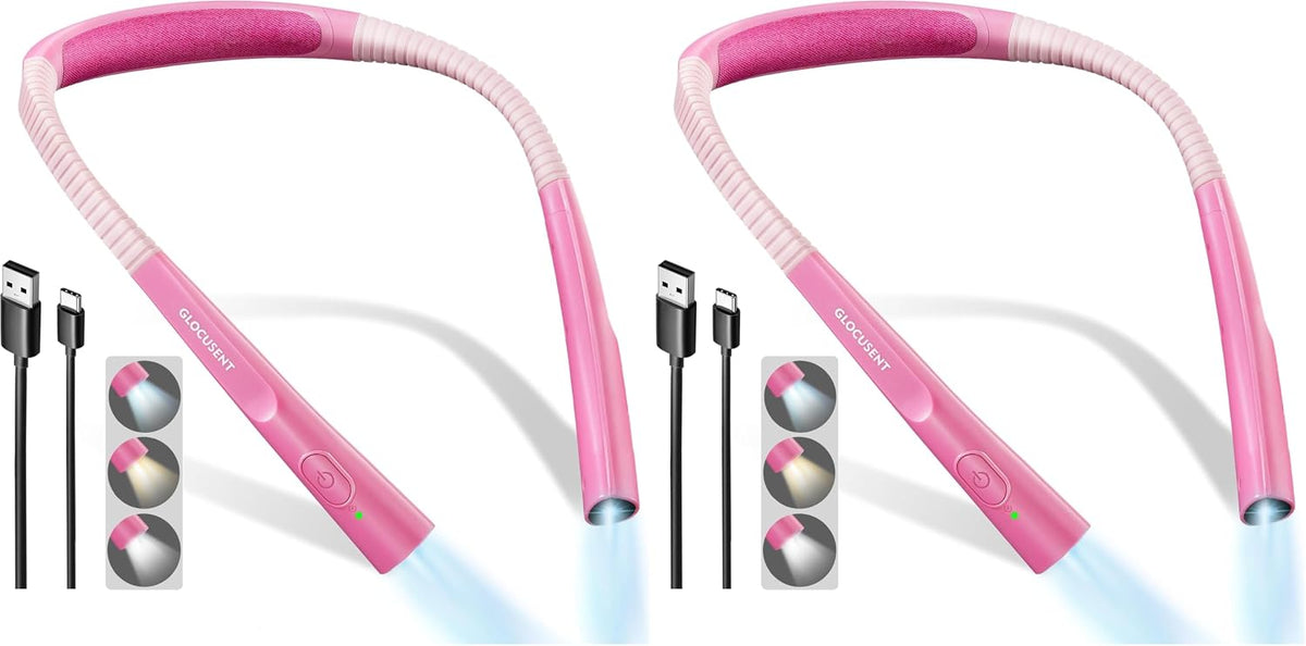 Glocusent Reading Light,Bendable Neck Light,80-hr Rechargeable Book Light