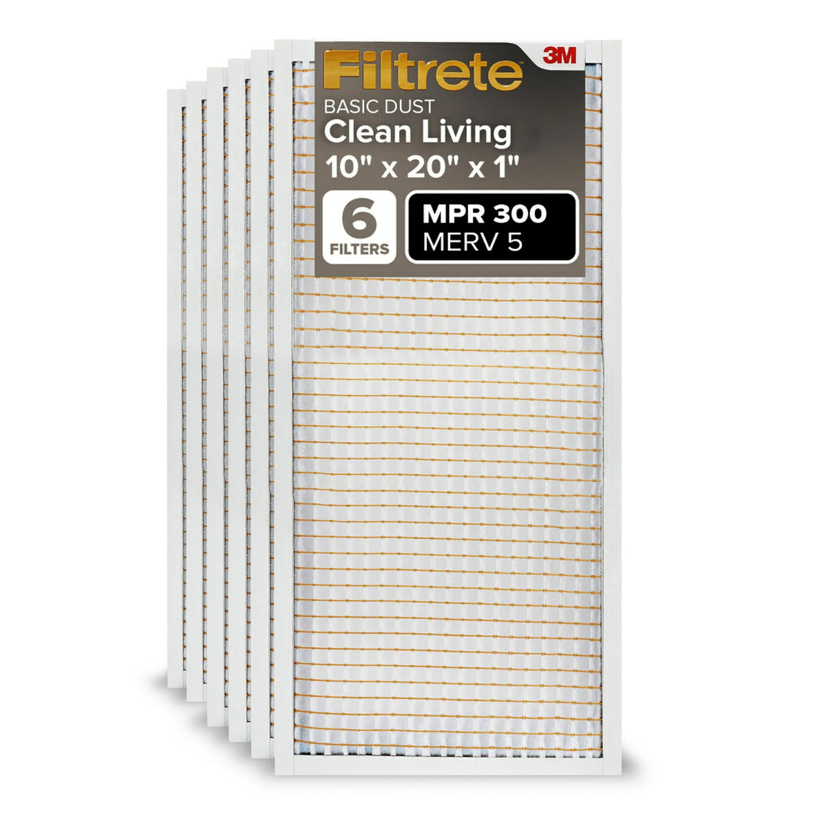Filtrete 20x25x1 Air Filter, MERV 5, MPR 300, 6 HVAC Filters