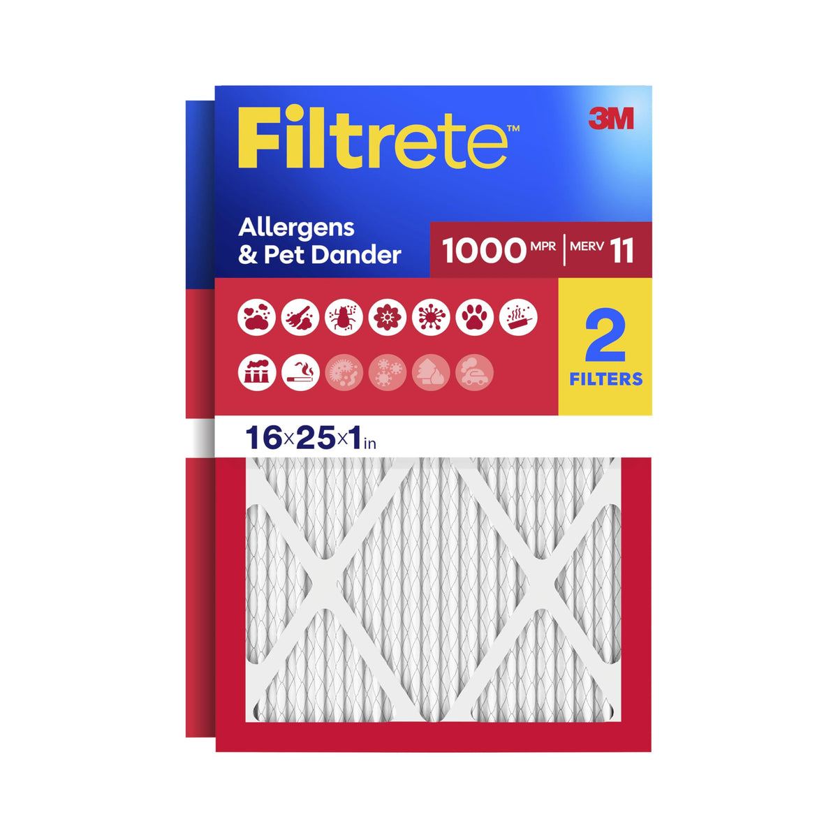 Filtrete 20x25x1 Air Filter, MERV 11, MPR 1000, 2 HVAC Filters