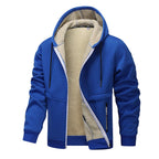 Teddy Fleece Men Hoodie Fleecing Lined Fuzzy Jacket with Pockets Full Zip Hooded Adjustable Sweatshirts Warm Parka Jackets Sherpa Ski Jackets Thermal Cardigan Jumper Coats Winter Outerwear Clothing