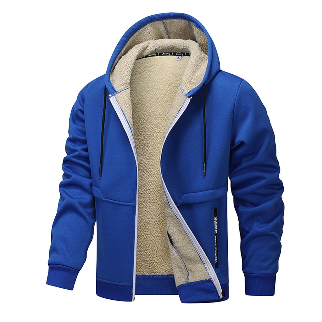Teddy Fleece Men Hoodie Fleecing Lined Fuzzy Jacket with Pockets Full Zip Hooded Adjustable Sweatshirts Warm Parka Jackets Sherpa Ski Jackets Thermal Cardigan Jumper Coats Winter Outerwear Clothing