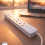 STATUS 4 Way Socket Extension Lead, 1m Cable, White (4WS1M20)