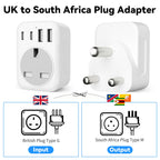 2 Pack UK To European Plug Adapter, 5 IN 1 European Travel Adaptor with 2 USB C & 2 USB A, EU Plug Adapter for Germany Spain France Turkey Greece etc (Type E/F)