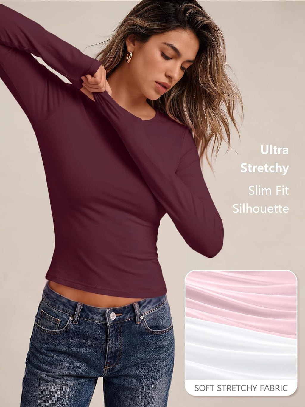 LILLUSORY Long Sleeve Tops Women Crew Neck Y2k T Shirts
