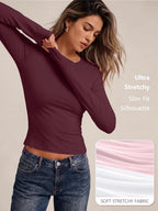 LILLUSORY Long Sleeve Tops Women Crew Neck Y2k T Shirts