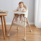 Baby High Chair Foldable Highchair, High Chairs for Babies and Toddlers Adjustable Height & Reclining Seat Detachable Double Tray, Ergonomic Feeding Portable Highchairs for Newborn 6 Months to 5 Years