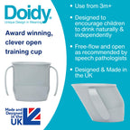 Doidy Cup, Open Cup for Training Baby 6 Months-3 Years, 200ml, Slanted Weaning Cup with Handles for Learning to Drink, BPA Free (Orange)