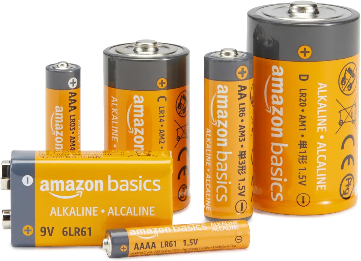 Amazon Basics 8-Pack 9V Alkaline Batteries, 9V/6LR61, 5-Year Shelf Life - for Smoke/CO Detector, Electronics & Audio