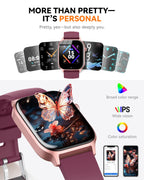 Smart Watch for Men Women- Answer/Make Call, 2026 IP68 Waterproof Fitness Tracker Watch with Sleep Step Counter Activity Smartwatch for Samsung Android iPhone iOS (Deep Burgundy, 1.83)