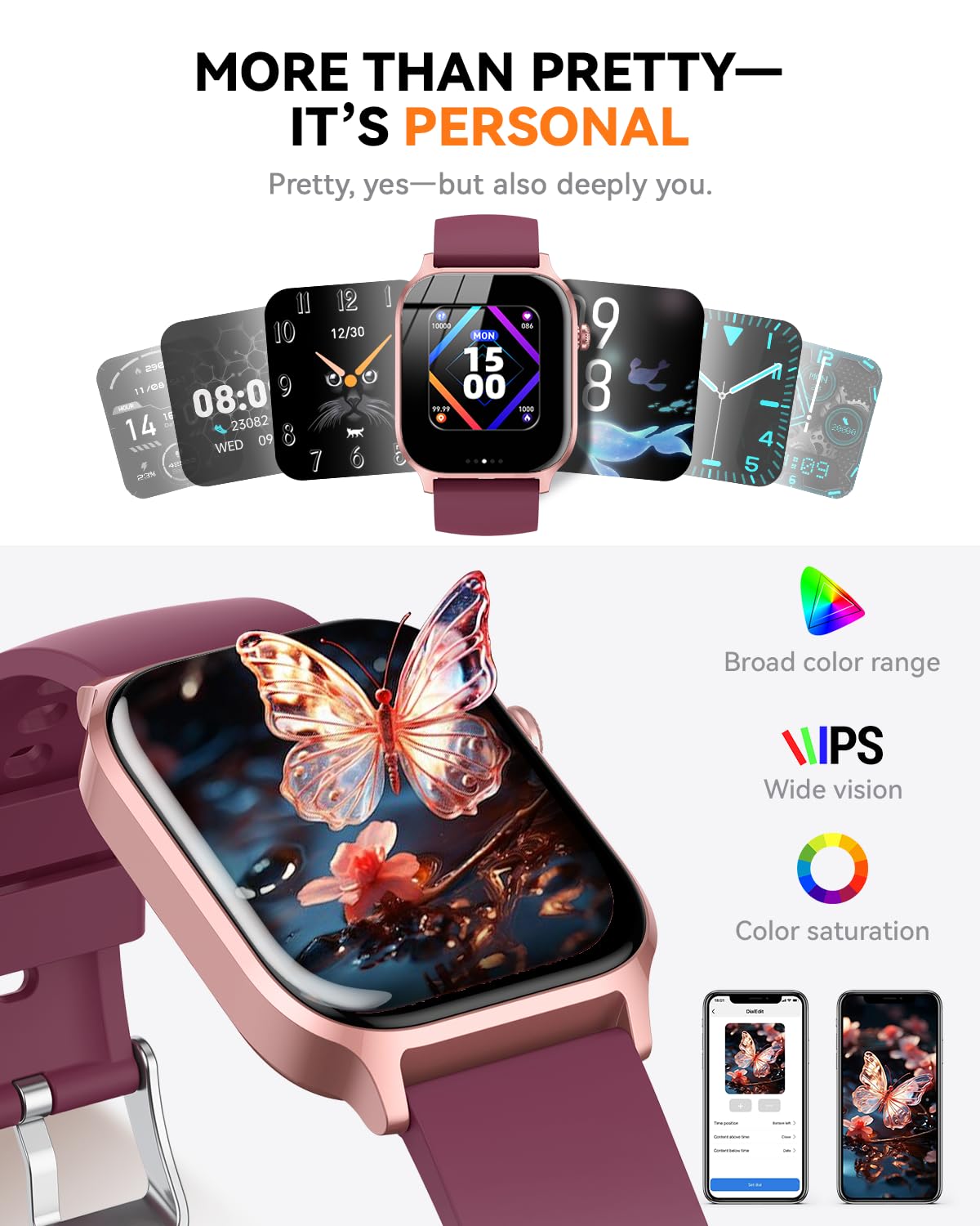 Smart Watch for Men Women- Answer/Make Call, 2026 IP68 Waterproof Fitness Tracker Watch with Sleep Step Counter Activity Smartwatch for Samsung Android iPhone iOS (Deep Burgundy, 1.83)
