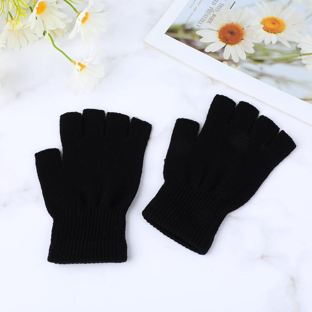 Grevosea 2 Pair Fingerless Warm Gloves - Winter Half Finger Gloves Thickened Knit Touchscreen Stretchy Mittens for Men Women