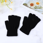 Grevosea 2 Pair Fingerless Warm Gloves - Winter Half Finger Gloves Thickened Knit Touchscreen Stretchy Mittens for Men Women