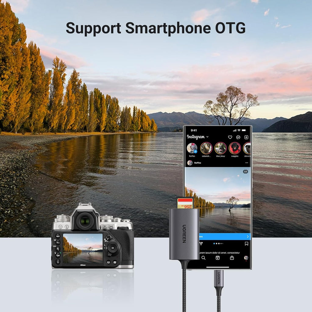 UGREEN SD Card Reader, USB C 312MB/S Card Adapter with Dual-Slot for TF/SD