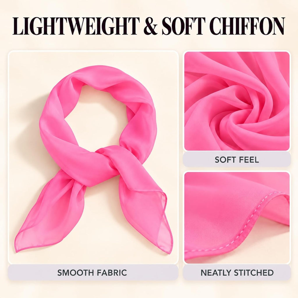 WESTEND CHOICE Square Chiffon Scarves Women's Neck Scarf 50s Retro Bandana