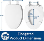 Mayfair Cassel slow close toilet seat, easy clean non-slip premium wood seat, install, made in USA, elongated, white