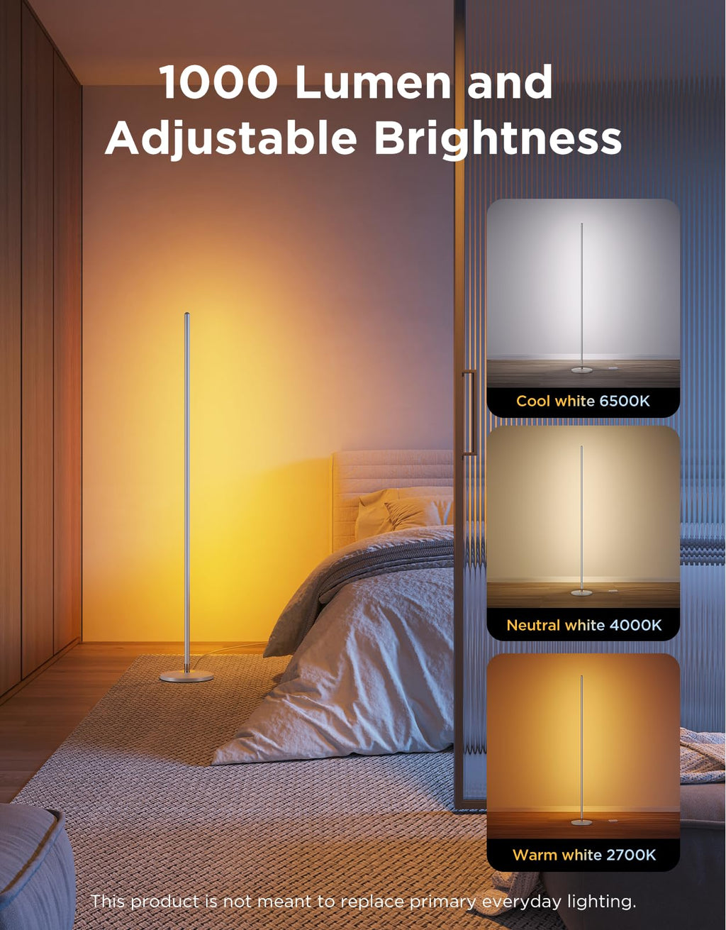 Govee RGBIC Floor Lamp Basic, 1000lm LED Corner Lamp, Black