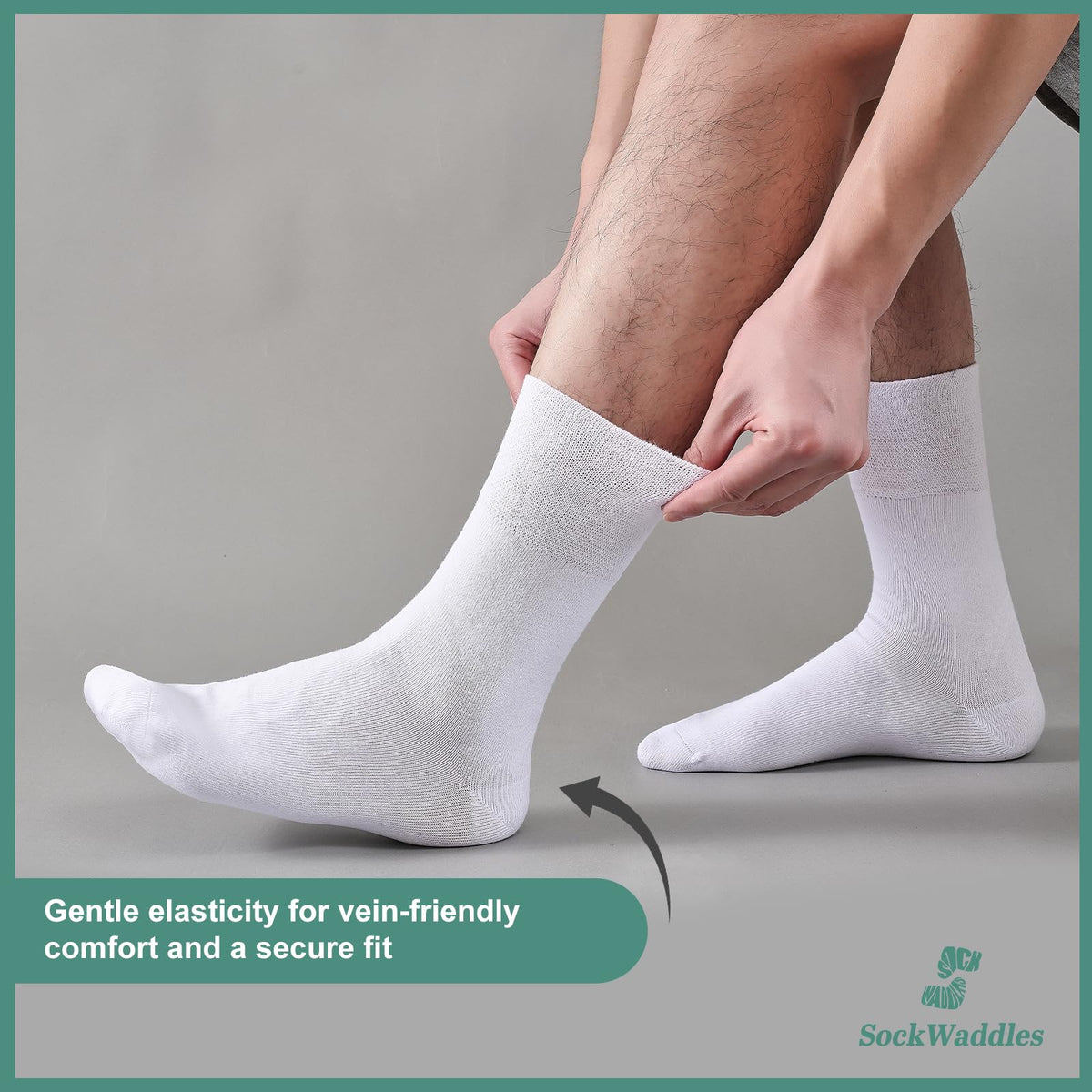 SockWaddles Diabetic Socks for Men & Women, 6 Pairs, Soft Loose Top