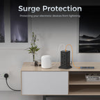 TESSAN Tower Black Extension Lead with USB C Slots