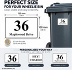 Set of 4 Personalised Wheelie Bin Stickers, Custom Bin Number Stickers with House Number and Street Name, Waterproof Labels for Rubbish and Recycling Bins, Easy Apply, 100 x 150mm (Style - Classic)