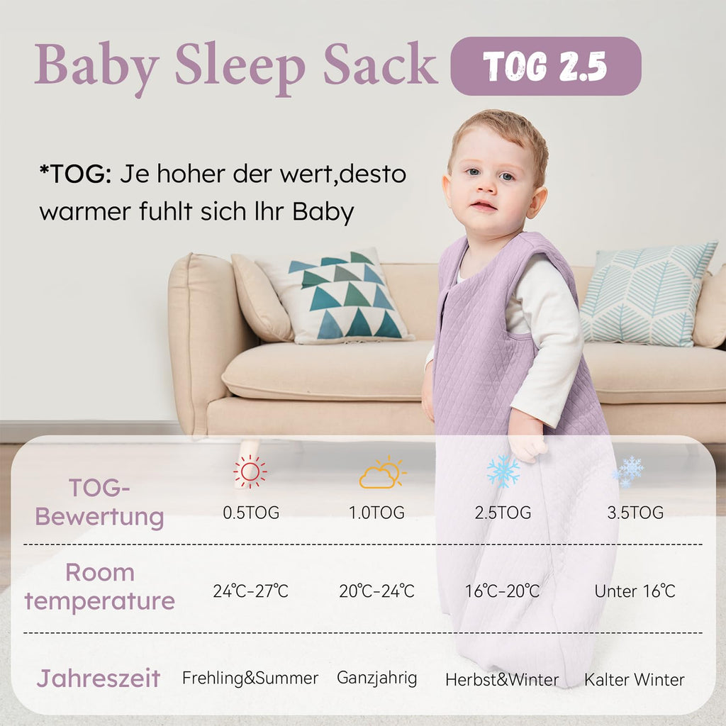 Yoofoss Baby Sleeping Bag 2.5 Tog 12-18 Months Grey