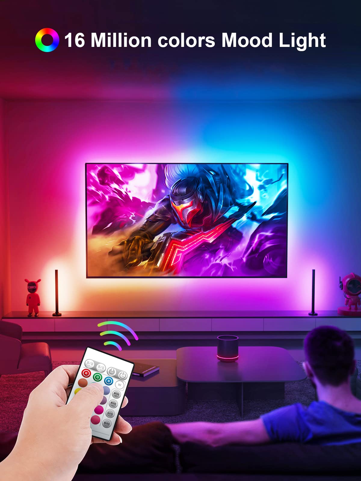 KANTUTOE TV LED Backlight, 9.84ft LED Lights for 32-45 Inch TV, RGB TV Backlight with Remote, Music Sync Bluetooth APP Control Strip Lights USB Powered for Bedroom Gaming Room Decor