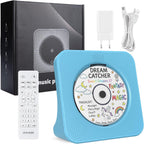 Portable CD Player with Bluetooth, Gueray Desktop CD Players for Home, Bulit-in Double HiFi Speakers, AUX&Headphone Jack, FM Radio Boombox with Remote Control, USB Port,LCD Display (Blue)
