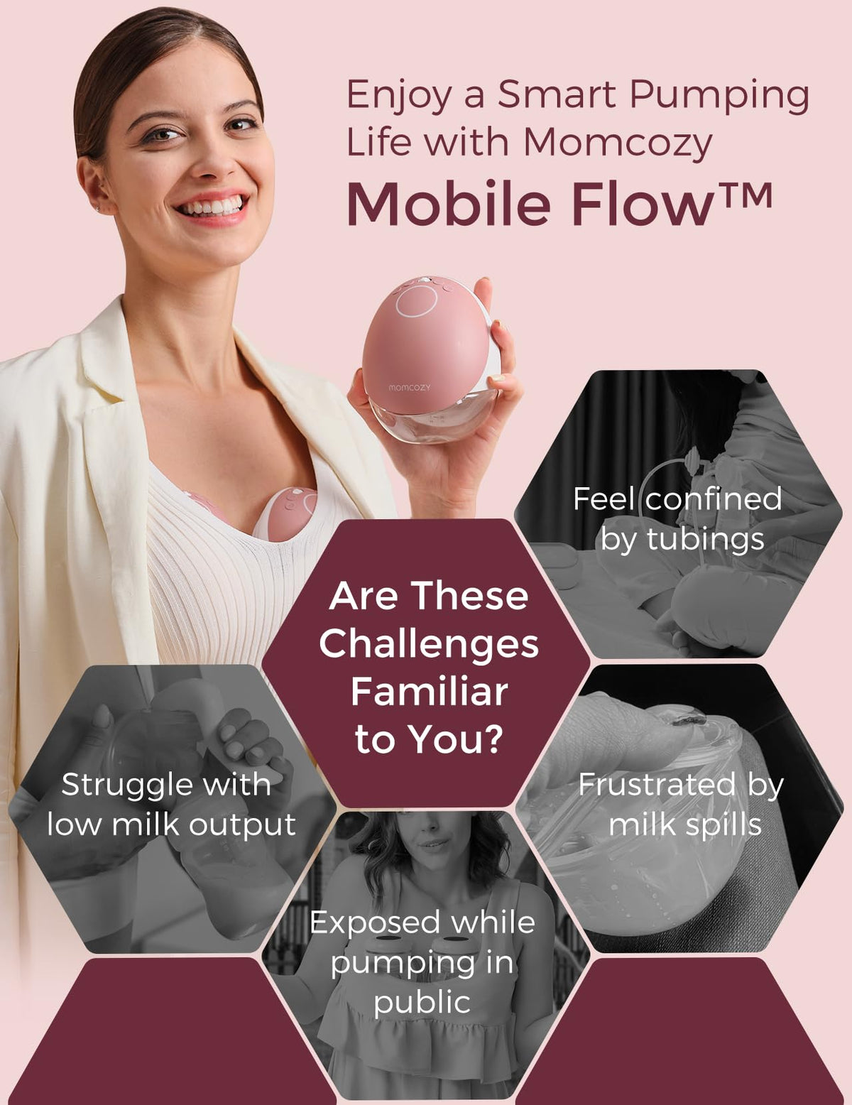 Momcozy M5 Smart Wearable Breast Pump, Double Pack, Gray