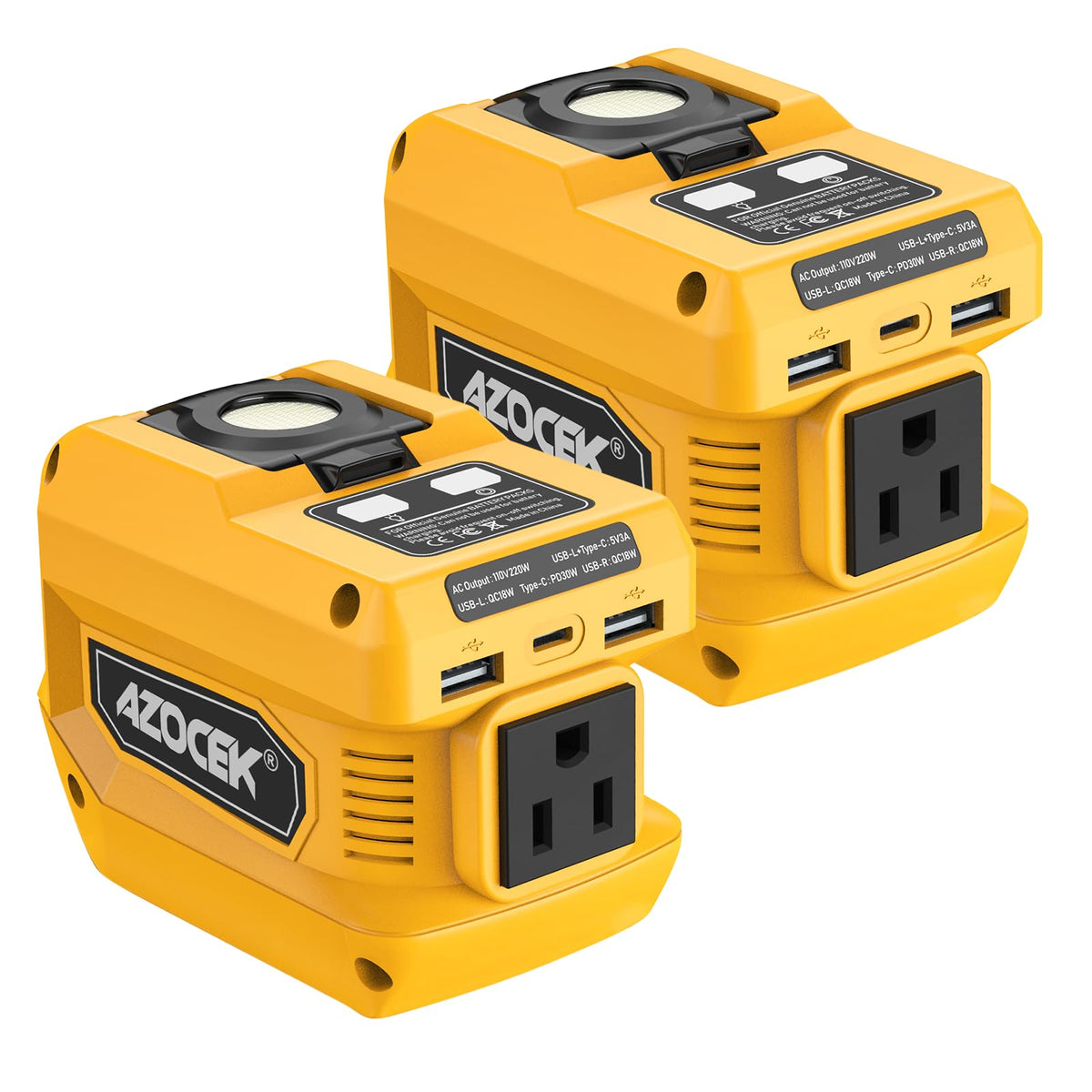 Azocek 220W Power Inverter Compatible with Dewalt 20V Battery