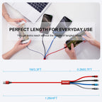 Amuvec Multi Charger Cable, 4 in 1 Fast Phone Charger Cables 1.2M Red