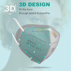 LEMENT 50pcs KN95 Face Mask Black 5-Layer Filter≥95% Cup Dust Safety Masks