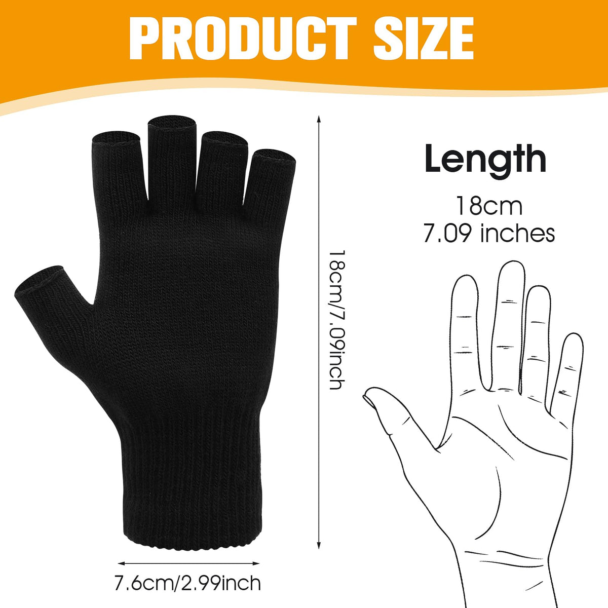 Grevosea 2 Pair Fingerless Warm Gloves - Winter Half Finger Gloves Thickened Knit Touchscreen Stretchy Mittens for Men Women