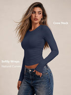 LILLUSORY Long Sleeve Tops Women Crew Neck Y2k T Shirts