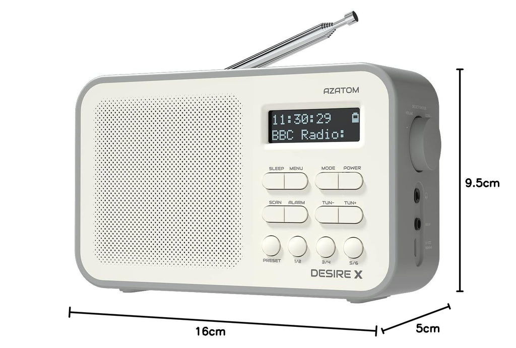 DAB/DAB+ & FM Portable Digital Radio | Simple Controls | Dual Alarms & Sleep Timer | Battery & Mains Powered (4x”AA”) | Bluetooth | Perfect for Home, Office or Outdoors | AZATOM Desire X2 (Oak)