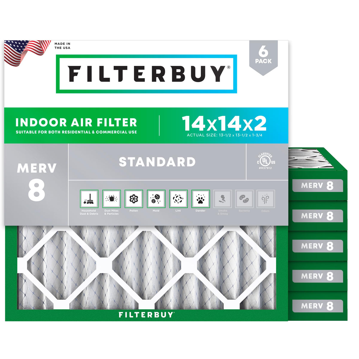 Filterbuy 30x32x1 Air Filter MERV 8 Dust & Allergy Defense (6-Pack)