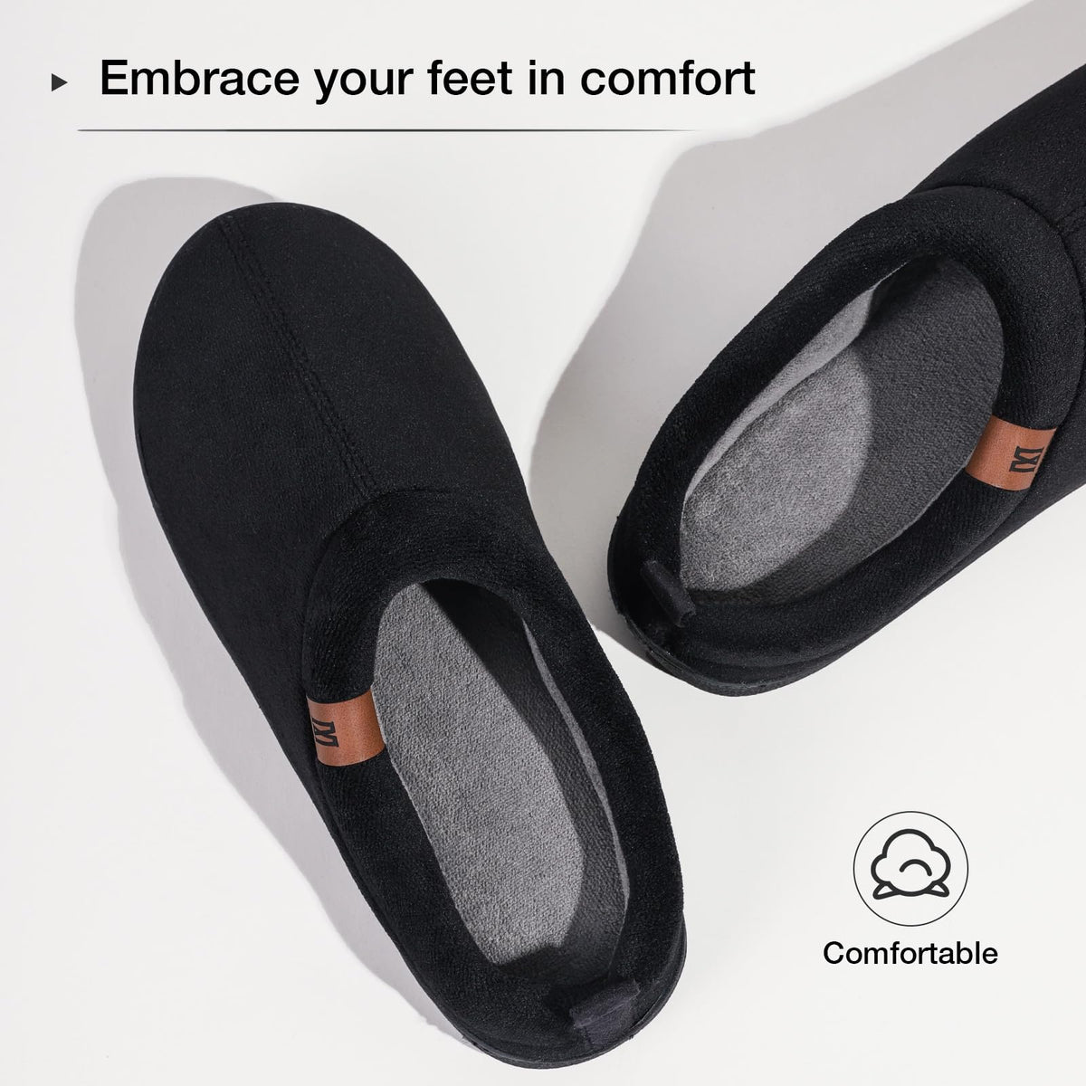 MERRIMAC Men's Slip-on Slippers Memory Foam Non-slip Indoor House Shoes