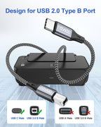 RAVIAD USB Printer Cable 2M, USB 2.0 Type A Male to B Male Nylon Braided