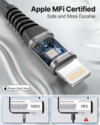 2Pack 2M iPhone Charger Cable, MFi Certified Lightning Cable Fast Charging Braided iPhone Charger Fast Charge USB Charging Lead for Phone 14 13 12 11 Pro Max XS XR X 8 7 6 Plus 5 SE, iPad and iPod