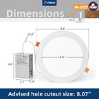 Amico 12 Pack 3 Inch LED Recessed Lighting, Canless Wafer Downlight, White