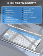 TECKNET 2.4G Wireless Compact Mini Keyboard, UK Layout, White