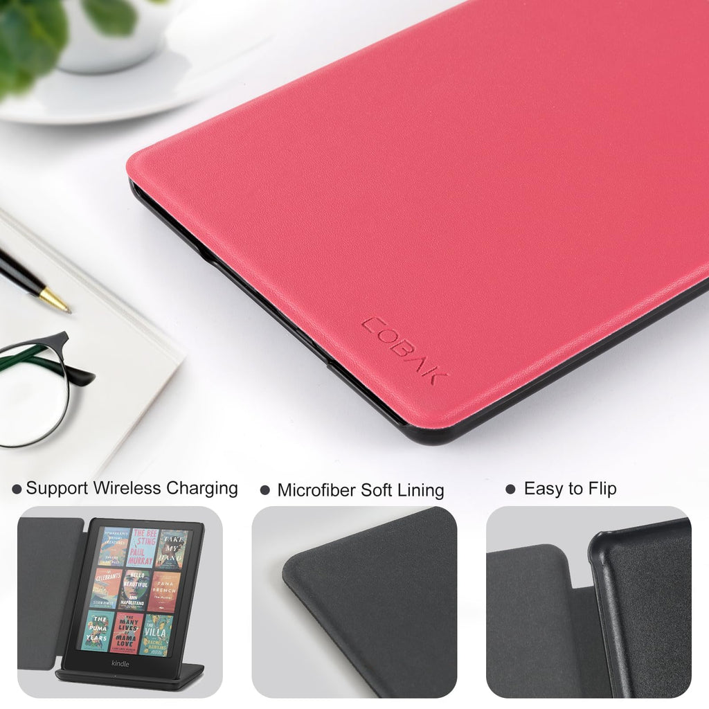 CoBak Case for 6" Kindle 11th Generation 2024 and 2022, Premium PU Leather Smart Cover with Auto Sleep/Wake for Kindle, Black