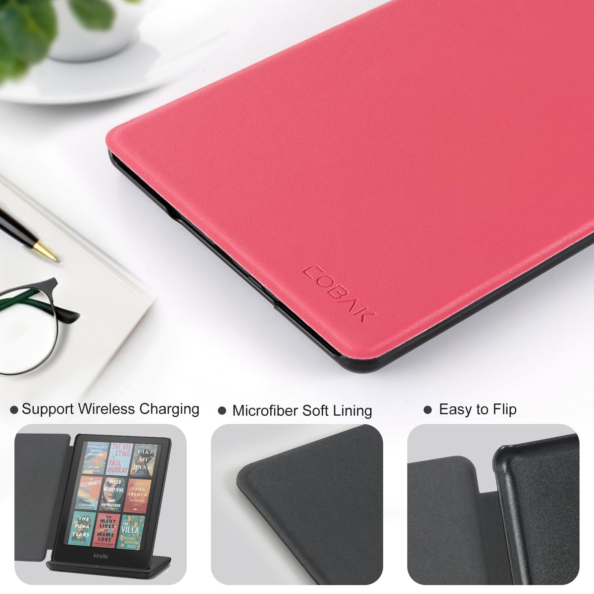 CoBak Case for 6" Kindle 11th Generation 2024 and 2022, Premium PU Leather Smart Cover with Auto Sleep/Wake for Kindle, Black
