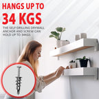 Plasterboard Fixings – 20pcs Heavy Duty Drywall Anchors & Screws, Metal Self Drilling Wall Plugs for Strong Grip