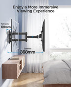PERLESMITH TV Wall Bracket for 13-43 inch TVs, Swivel Tilt Extend Wall Mount for Flat & Curved TV up to 20kg, Max.VESA 200x200mm