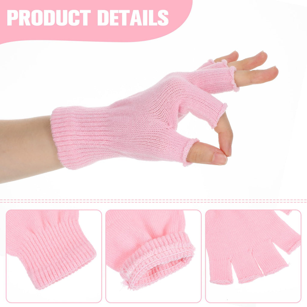 Grevosea 2 Pair Fingerless Warm Gloves - Winter Half Finger Gloves Thickened Knit Touchscreen Stretchy Mittens for Men Women
