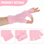 Grevosea 2 Pair Fingerless Warm Gloves - Winter Half Finger Gloves Thickened Knit Touchscreen Stretchy Mittens for Men Women